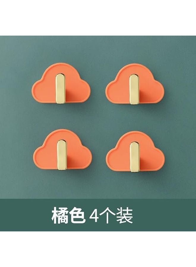 برتقالي 4 قطع على شكل حرف L خطافات حائط لاصقة لا تحتاج إلى حفر للمطبخ الحمام مفاتيح حقائب - Image 3