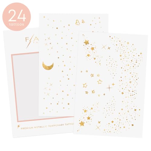 Flash+Tattoos Flash Tattoos Pixie Dust Authentic Metallic Temporary tattoos-2 sheet mini pack | Includes over 24 premium foil waterproof tattoos, face glitter, face gems, festival, face freckles - Image 2