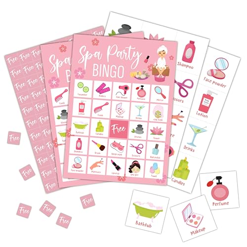 Foosproea Spa Bingo Cards Beauty Themed Bingo Games for 24 Players Spa Games for Family Friends Large Group Activities Sleepover Party Favors Supplies Decorations23 - Image 1