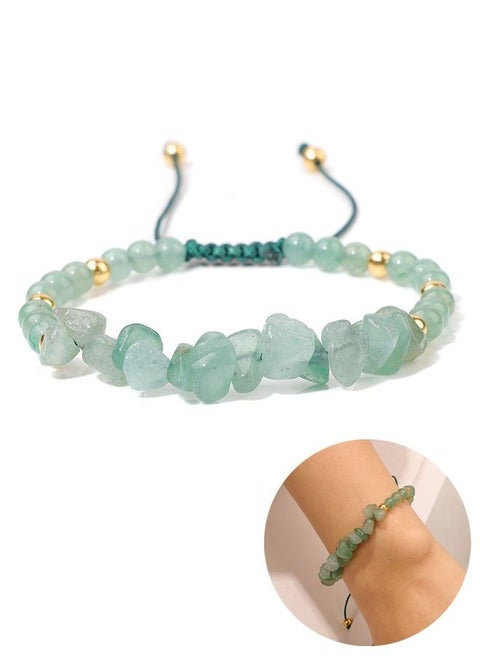 Adjustable Weave Irregular Gemstone Bracelets, Reiki Natural Stone Crystal Chips Beads Bracelet, Conquer Fear and Increase Communication Reiki