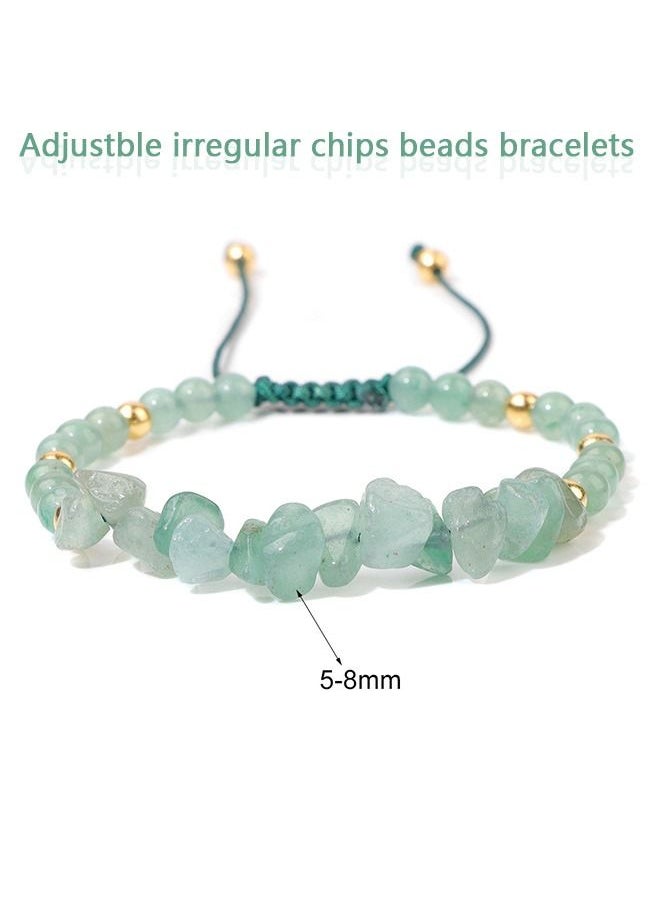 Generic - Adjustable Weave Irregular Gemstone Bracelets, Reiki Natural Stone Crystal Chips Beads Bracelet, Conquer Fear and Increase Communication Reiki - Image 1