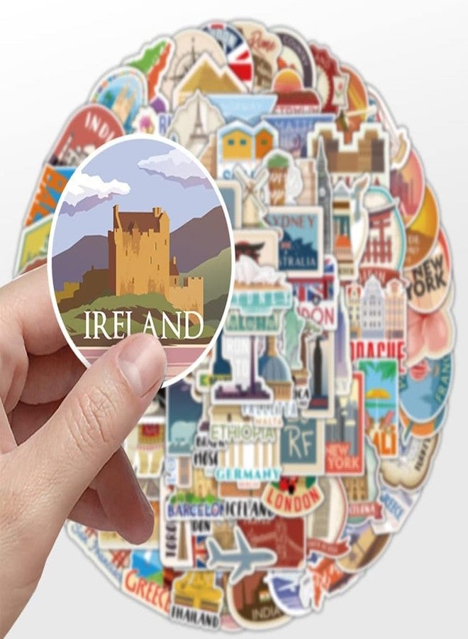 INNPOLE World Travel Stickers Pack Waterproof Vinyl Travel Map Stickers for Suitcase Bicycle Laptop Water Bottle Notebooks Diary Journaling Scrapbooking Aesthetic Vintage Tourism Decals (25) - Image 4