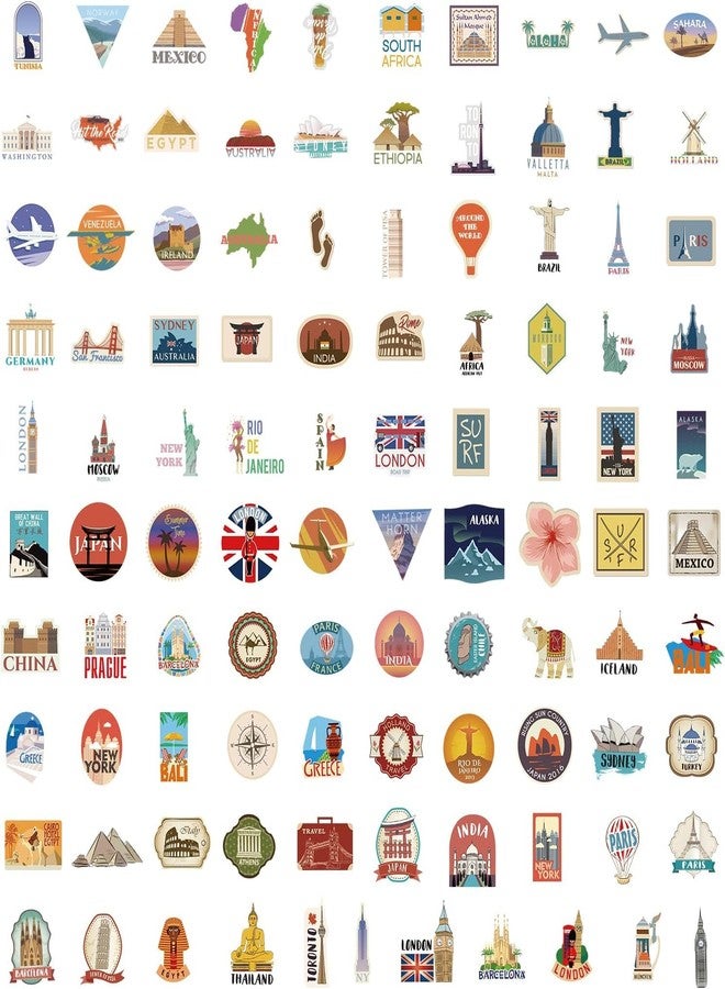 INNPOLE World Travel Stickers Pack Waterproof Vinyl Travel Map Stickers for Suitcase Bicycle Laptop Water Bottle Notebooks Diary Journaling Scrapbooking Aesthetic Vintage Tourism Decals (25) - Image 3