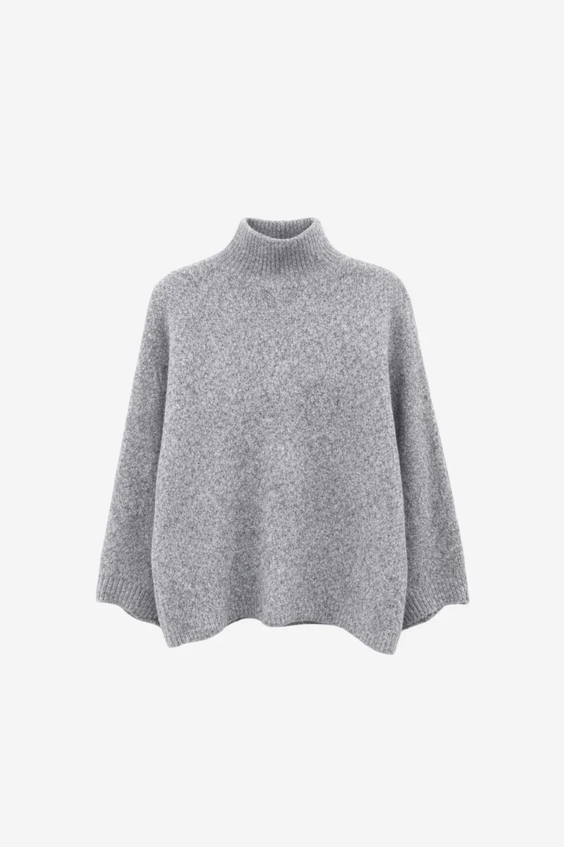 ميكسراي MIXRAY Oversized Ribbed Turtleneck Sweater