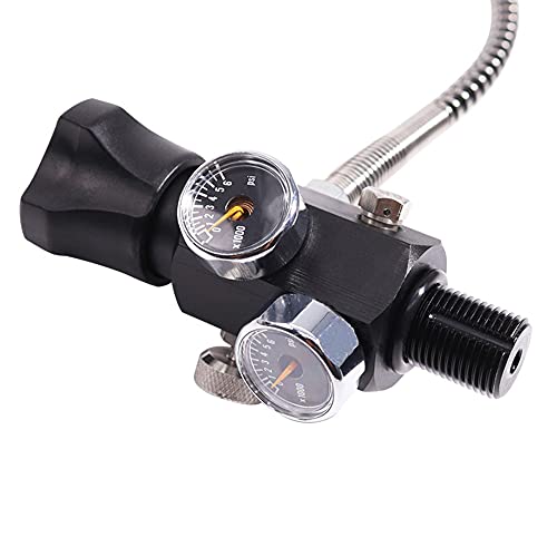 Owfeel 5/8-18UNF DIN Valve Scuba Adapter with Gauge, Pcp Scuba Tank Valve 4500psi Working Pressure with 22-inch-long Black Hose for Air Tank, PCP Air Rifle, Paintball, and HPA Tank (5/8-18UNF Threads) - Image 5