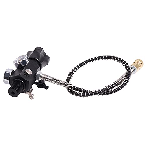 Owfeel 5/8-18UNF DIN Valve Scuba Adapter with Gauge, Pcp Scuba Tank Valve 4500psi Working Pressure with 22-inch-long Black Hose for Air Tank, PCP Air Rifle, Paintball, and HPA Tank (5/8-18UNF Threads) - Image 4