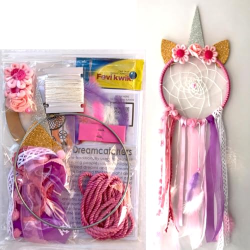 The Brown Box® Unicorn DIY Dreamcatcher Making Kit | Art & Craft Kit for Girls 9-12 & Adults | Birthday Gift, Return Gift, Navratri Kanjak,Rakhi Gift | Complete Craft Set with Feathers, Beads & Ribbons - Image 1