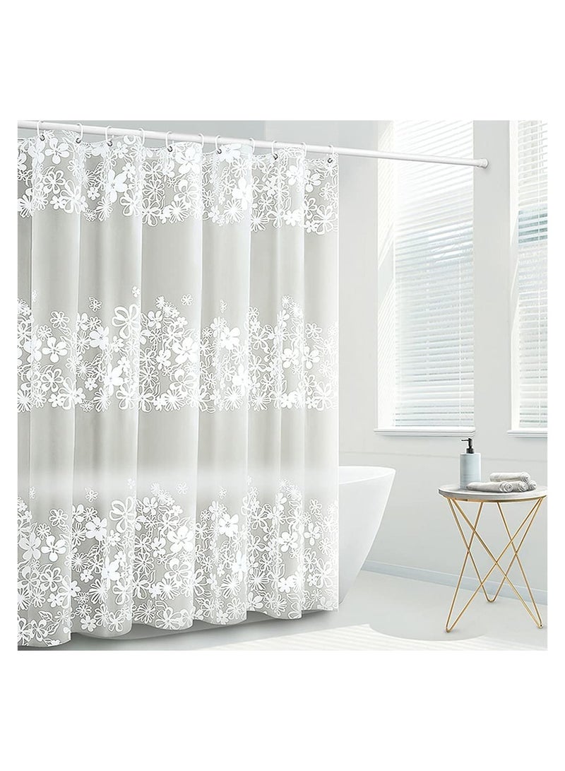 KASTWAVE Shower Curtain Liner 72 Inch Waterproof PEVA Shower Curtain Liners with Metal Grommets and 12 Plastic Hooks Thick Bathroom Plastic Shower Curtain Liner Thickened White Flower Vine Shower Curtain  - Image 1