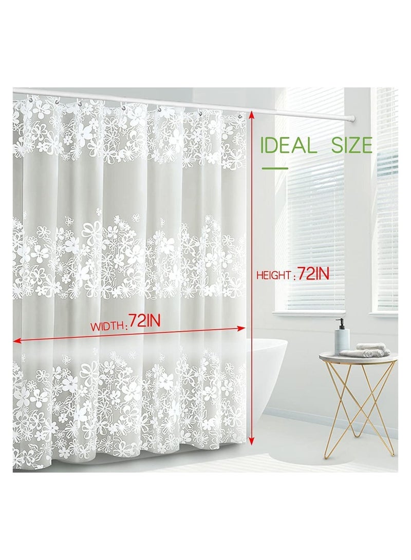 KASTWAVE Shower Curtain Liner 72 Inch Waterproof PEVA Shower Curtain Liners with Metal Grommets and 12 Plastic Hooks Thick Bathroom Plastic Shower Curtain Liner Thickened White Flower Vine Shower Curtain  - Image 3