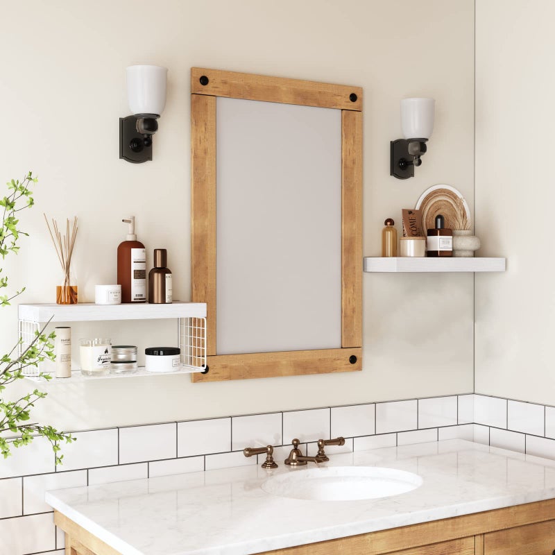 QEEIG White Bathroom Shelves Over Toilet - Wall Mounted Floating Shelves Farmhouse Shelf Toilet Paper Storage Small 16 inch Set of 2 (019-W2) - Image 5