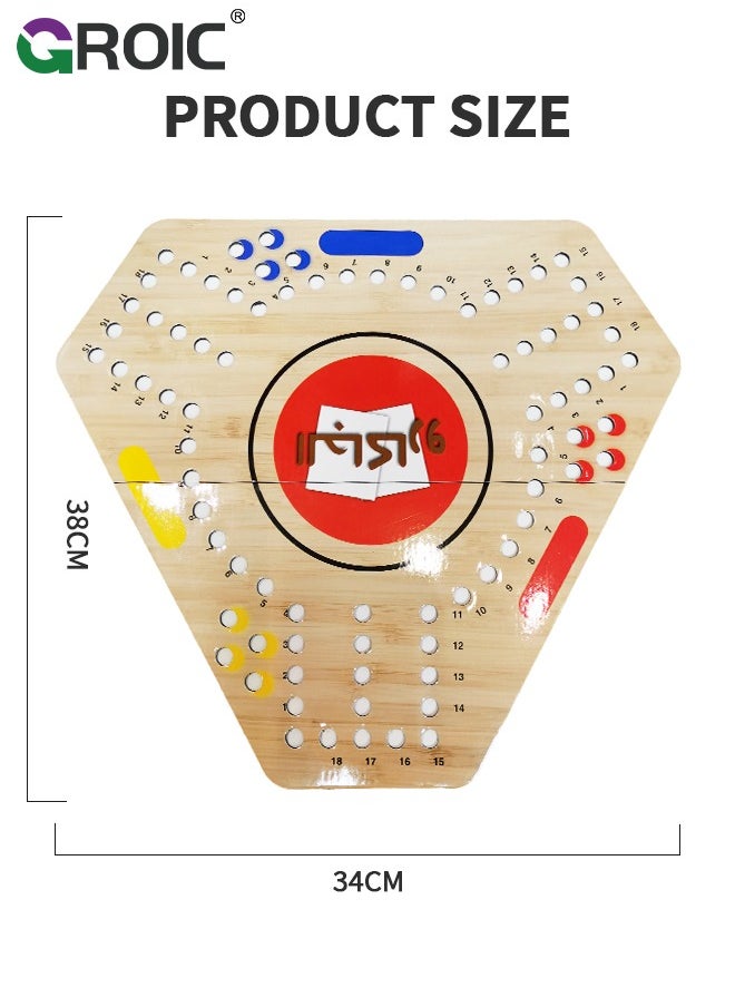 GROIC - Jackaroo Board Game,Ludo Board Game,Board Game for 3 Players with 12 Marbles and Cards,38 cm x 34 cm Size,Jackaroo Game Family Game Marble Game - Image 1