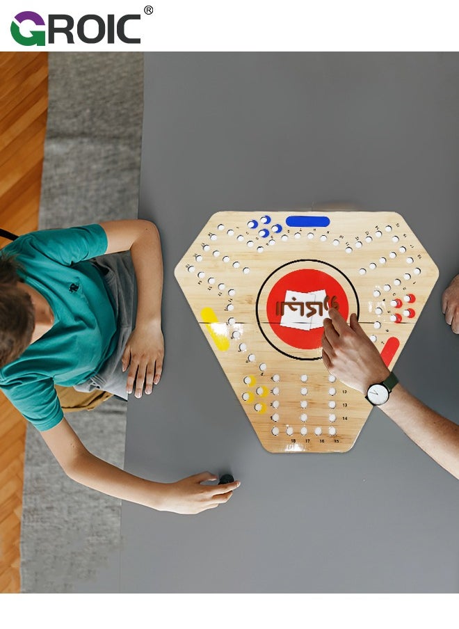 GROIC - Jackaroo Board Game,Ludo Board Game,Board Game for 3 Players with 12 Marbles and Cards,38 cm x 34 cm Size,Jackaroo Game Family Game Marble Game - Image 1