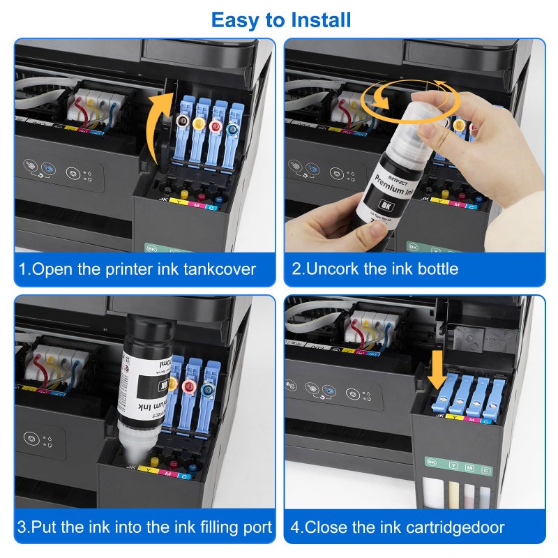 imtfzct Replacement for Epson T522 522 Ink Refill Bottles for ET-2803 ET-2720 ET4800 ET-2800 ET-2760 ET-4760 ET-2750 ET-3760 ET-2850 ET-15000 ET-4700 ST-4000 ST-2000 ET-3710 Printer(3BK C M Y) - Image 4
