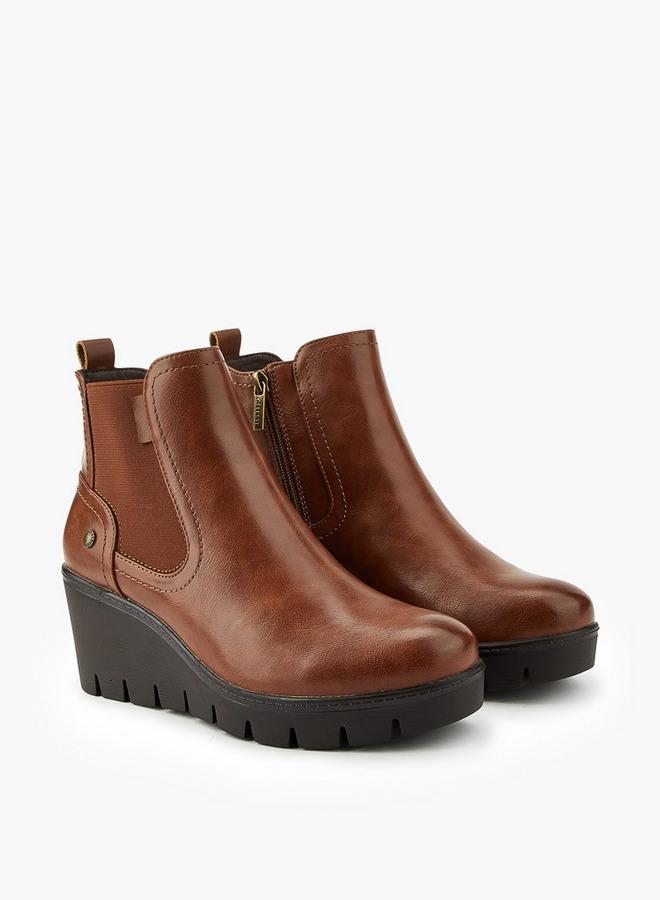 سيليست بوت نسائي بكعب إسفيني بنقوش - Image 3