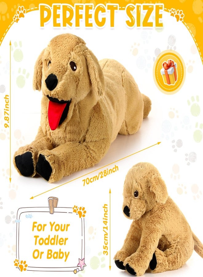 Civaner 2 Pcs Dog Stuffed Animals Plush Soft Cuddly Golden Retriever Plush Toys Large Stuffed Animals Puppy Dog Toy for Birthday Party, 27.6 Inch and 13.8 Inch - Image 3