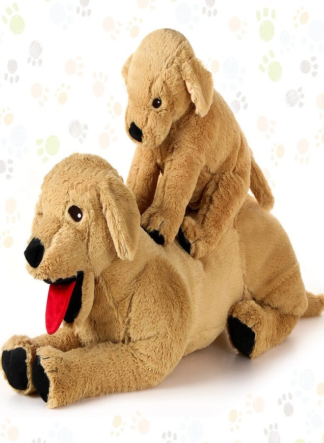 Civaner 2 Pcs Dog Stuffed Animals Plush Soft Cuddly Golden Retriever Plush Toys Large Stuffed Animals Puppy Dog Toy for Birthday Party, 27.6 Inch and 13.8 Inch - Image 1