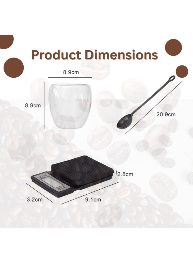 مزاجك طقم تحضير قهوة مكون من 10 قطع، طراز V60، لتحضير القهوة بالتقطير، مناسب للسفر، يشمل مطحنة، إبريق، غلاية، فلتر، ميزان، وقمع تقطير زجاجي - جميعها في حقيبة هدايا - Image 4