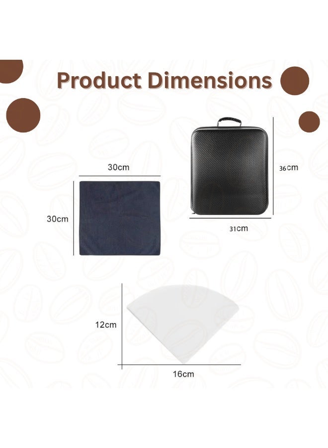 مزاجك طقم تحضير قهوة مكون من 10 قطع، طراز V60، لتحضير القهوة بالتقطير، مناسب للسفر، يشمل مطحنة، إبريق، غلاية، فلتر، ميزان، وقمع تقطير زجاجي - جميعها في حقيبة هدايا - Image 5