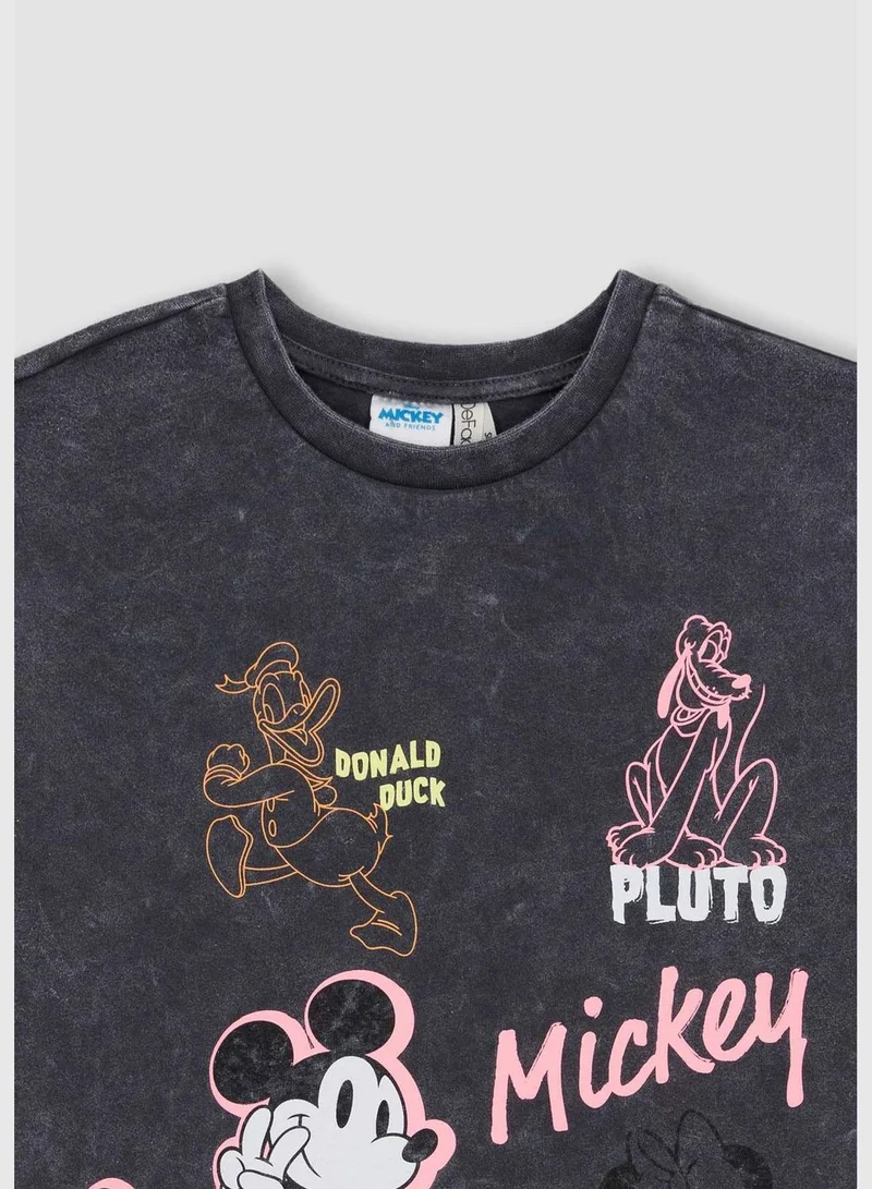 DeFacto Girl Disney Mickey Mouse Licenced Oversize Fit Knitted Short Sleeve Body