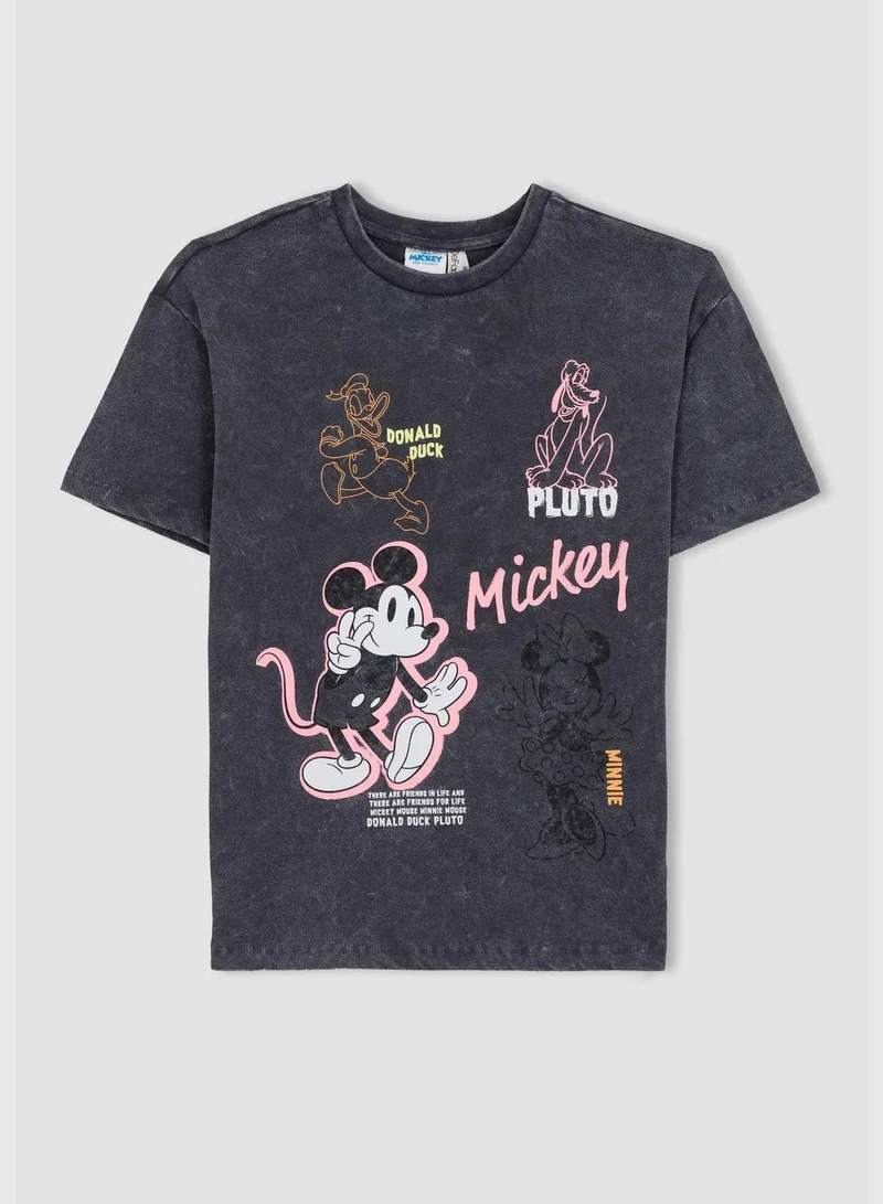 DeFacto Girl Disney Mickey Mouse Licenced Oversize Fit Knitted Short Sleeve Body