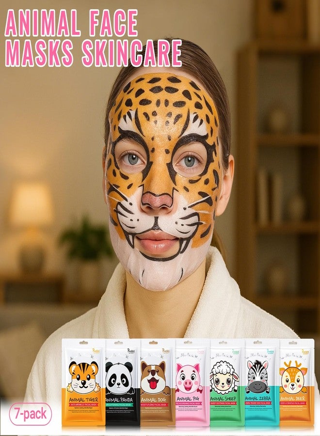 Erinde 7 Pack Animal Character Sheet Masks, Face Masks for Kids Teens Skin Care, Girls Night Skincare Spa Party, Birthday Gifts for Women Men - Image 2