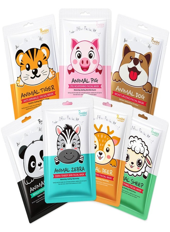 Erinde 7 Pack Animal Character Sheet Masks, Face Masks for Kids Teens Skin Care, Girls Night Skincare Spa Party, Birthday Gifts for Women Men - Image 1