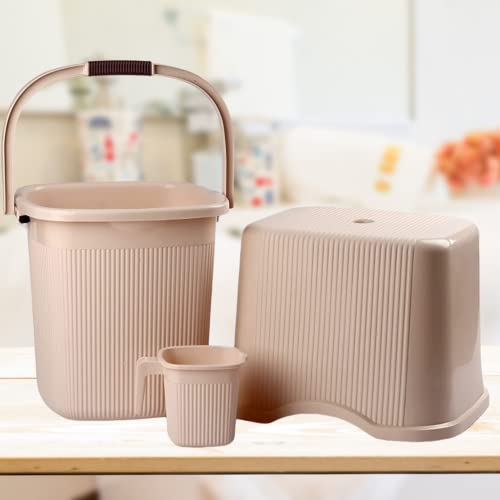 Nayasa Rimmy Strong Plastic Bucket, Mug and Stool Set (3pc Set)| Bathroom Set | (Ivory, 18 Liter Bucket, 1.5ltr Mug, a Stool) - Image 3