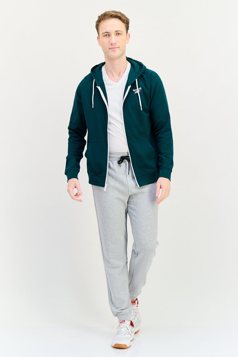 Reebok Men Sportswear Fit Long Sleeve Outdoor Terry Hoodie, Green - Image 4