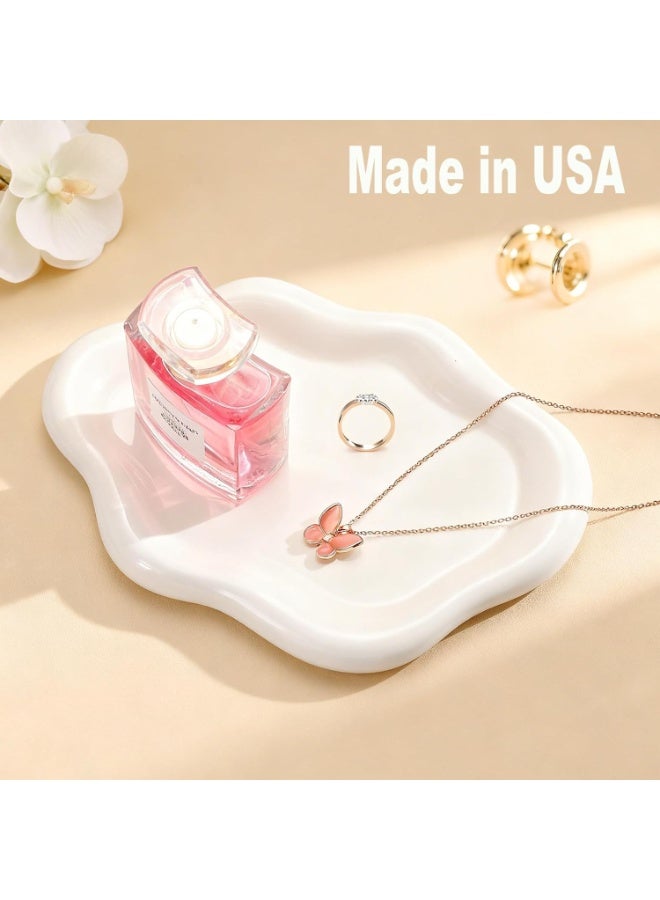 Ceramic Jewellery Dish Trinket Dish Jewelry Tray Cloud Shape Tray Perfume Tray Rings/Earrings/Bracelets/Watch/Keys Tray for Valentine's Day//Mother's Day/Birthday Gift (White) - Image 5