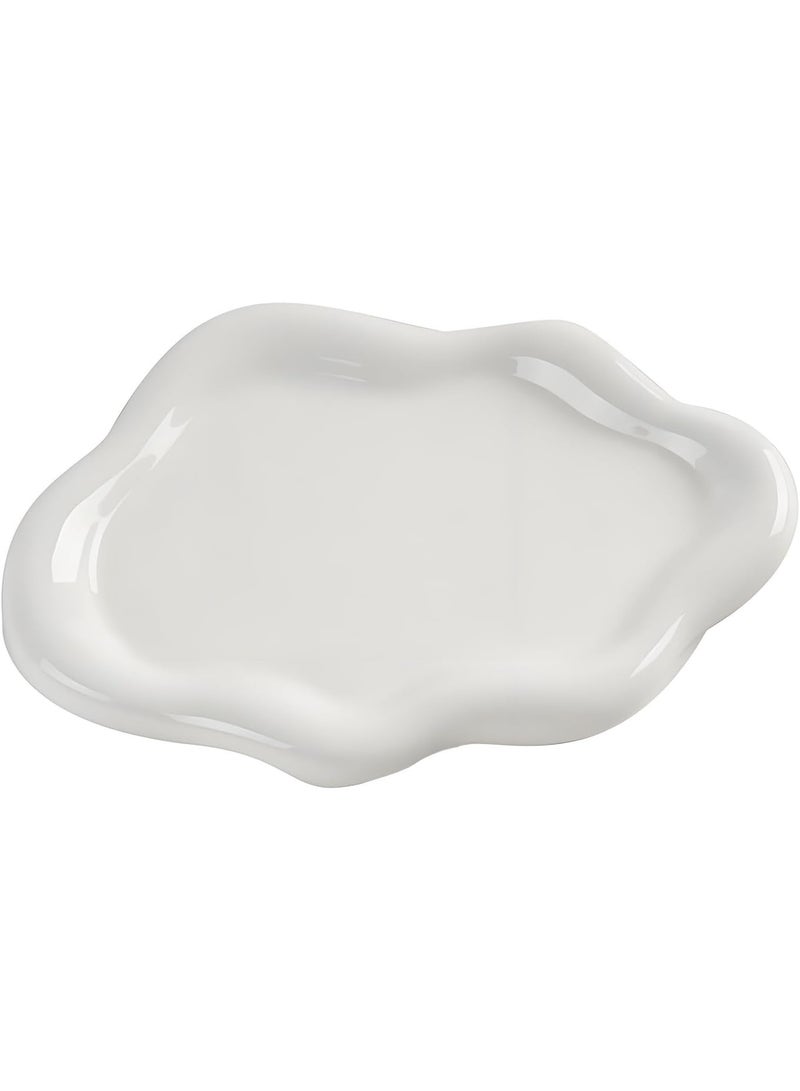 Ceramic Jewellery Dish Trinket Dish Jewelry Tray Cloud Shape Tray Perfume Tray Rings/Earrings/Bracelets/Watch/Keys Tray for Valentine's Day//Mother's Day/Birthday Gift (White) - Image 2