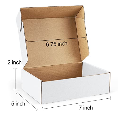Poever Shipping Boxes 7x5x2 inches White Small Mailing Boxes 25 Pack Cardboard Corrugated Box Mailers - Image 2