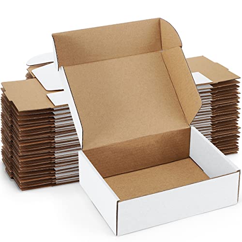 Poever Shipping Boxes 7x5x2 inches White Small Mailing Boxes 25 Pack Cardboard Corrugated Box Mailers - Image 1