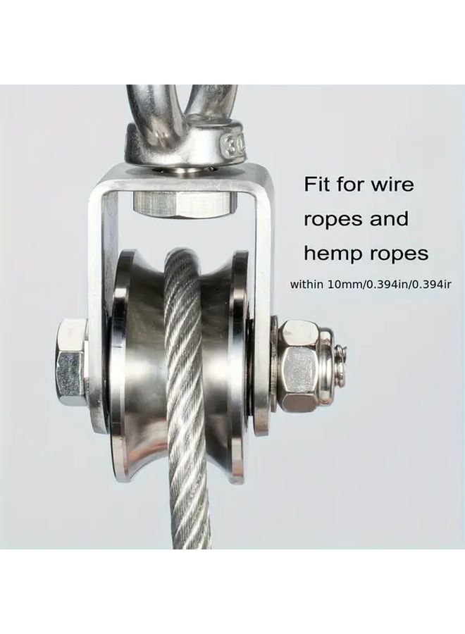 2 Pcs Heavy Duty Stainless Steel Cable Pulley System With Built In Bearings 1100 Lb Capacity Rotating Single Block For Gym Equipment Home Gym And Industrial Use Durable Construction Model U2 - Image 2