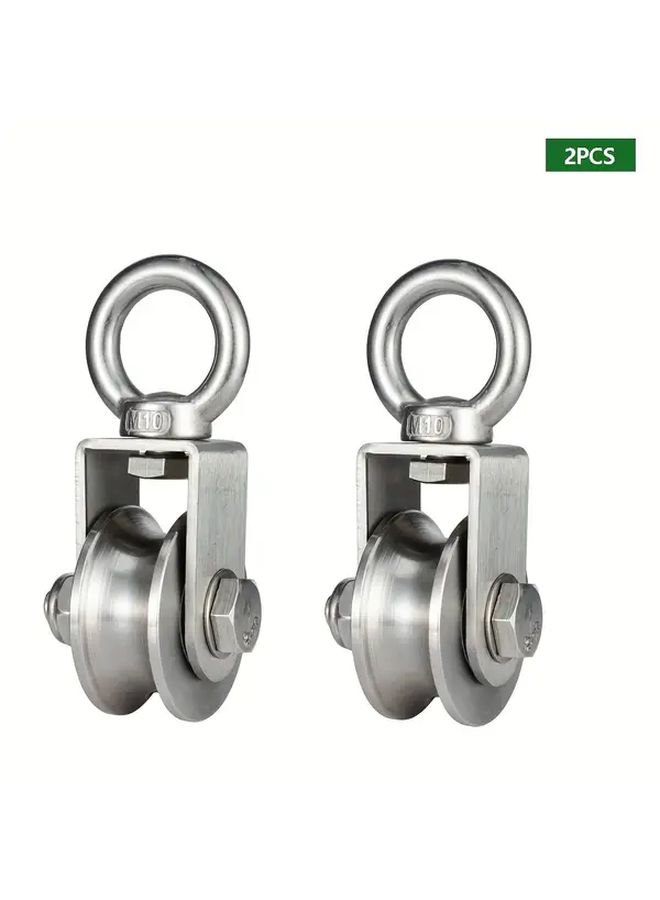 2 Pcs Heavy Duty Stainless Steel Cable Pulley System With Built In Bearings 1100 Lb Capacity Rotating Single Block For Gym Equipment Home Gym And Industrial Use Durable Construction Model U2 - Image 1