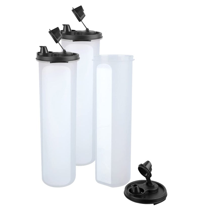 SIMPARTE AirTight Leak Proof Plastic Anti Microbial Oil Pourer for Vinegar Sauces Jars and Container Kitchen Storage Olive Refined Oils Easy Flow BPA Free Black 3 1100ML - Image 3