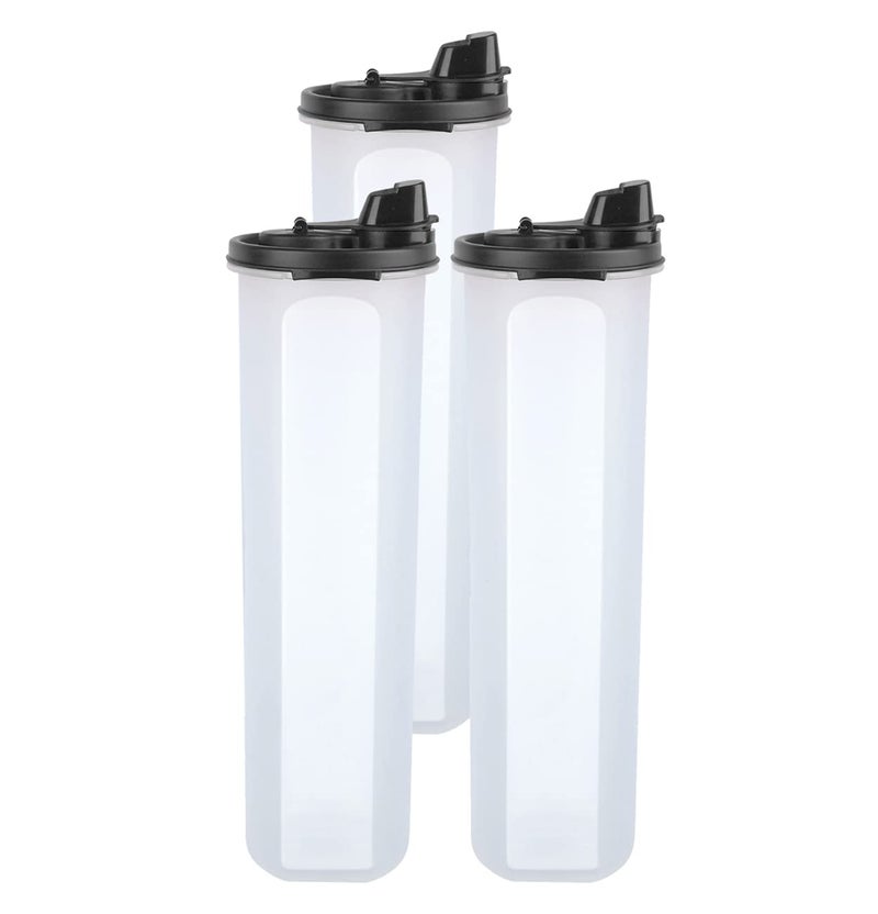 SIMPARTE AirTight Leak Proof Plastic Anti Microbial Oil Pourer for Vinegar Sauces Jars and Container Kitchen Storage Olive Refined Oils Easy Flow BPA Free Black 3 1100ML - Image 2