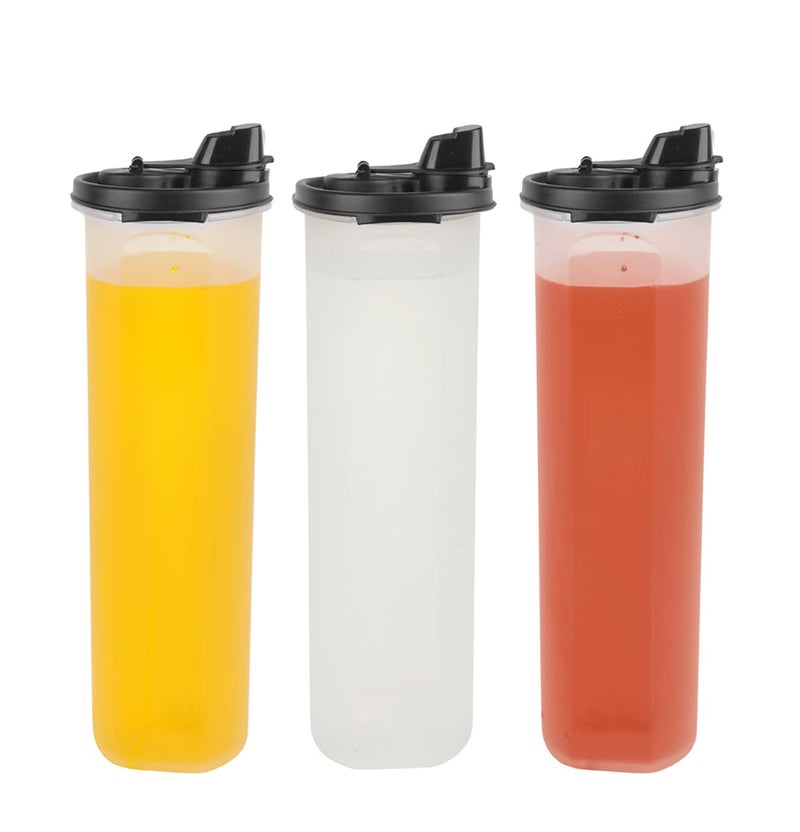 SIMPARTE AirTight Leak Proof Plastic Anti Microbial Oil Pourer for Vinegar Sauces Jars and Container Kitchen Storage Olive Refined Oils Easy Flow BPA Free Black 3 1100ML - Image 1
