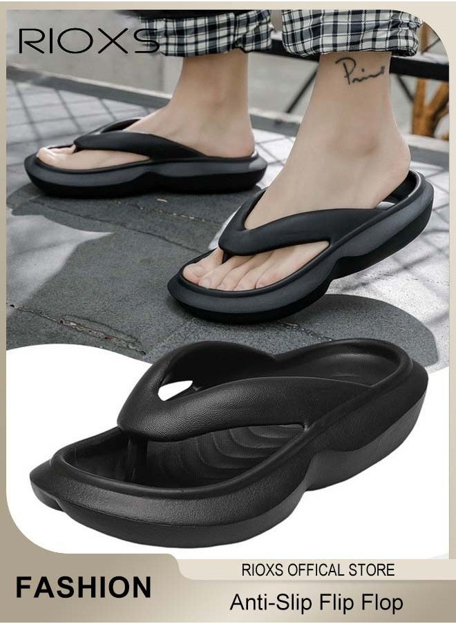 RIOXS Flip Flops for Men And Women, Lightweight Beach Slides Sandals, Anti-Slip Shower Slippers, Chillax Pillow Thong Sandal, Comfy Flat Sandal With Soft Arch Support, Indoor Slippers Or Outdoor Beach Flip-Flops  - Image 1