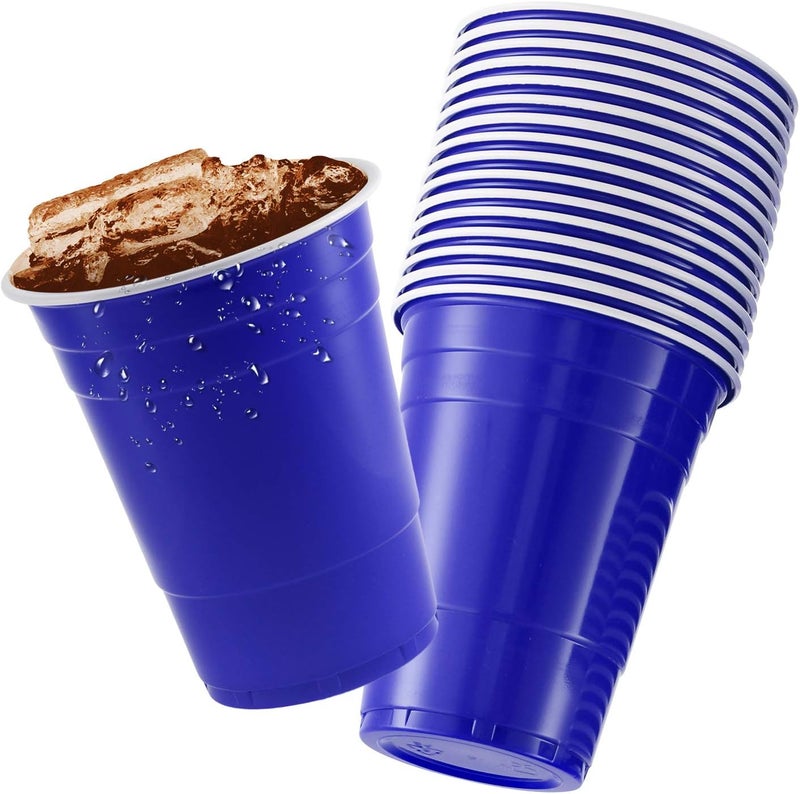 StarMar Blue Cups, [50 Pack] 16 oz Disposable Plastic Cup, Big Birthday Party Cups - Image 2