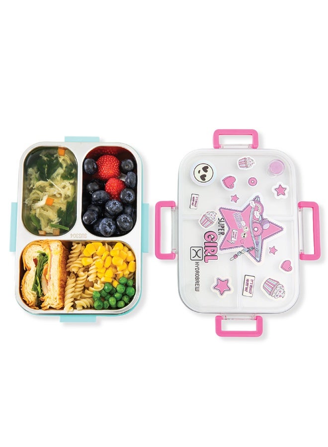 Hydrobrew Personalized Steel Core Bento Lunch Box 3 Compartment 750ml – Teal Spark - Image 5