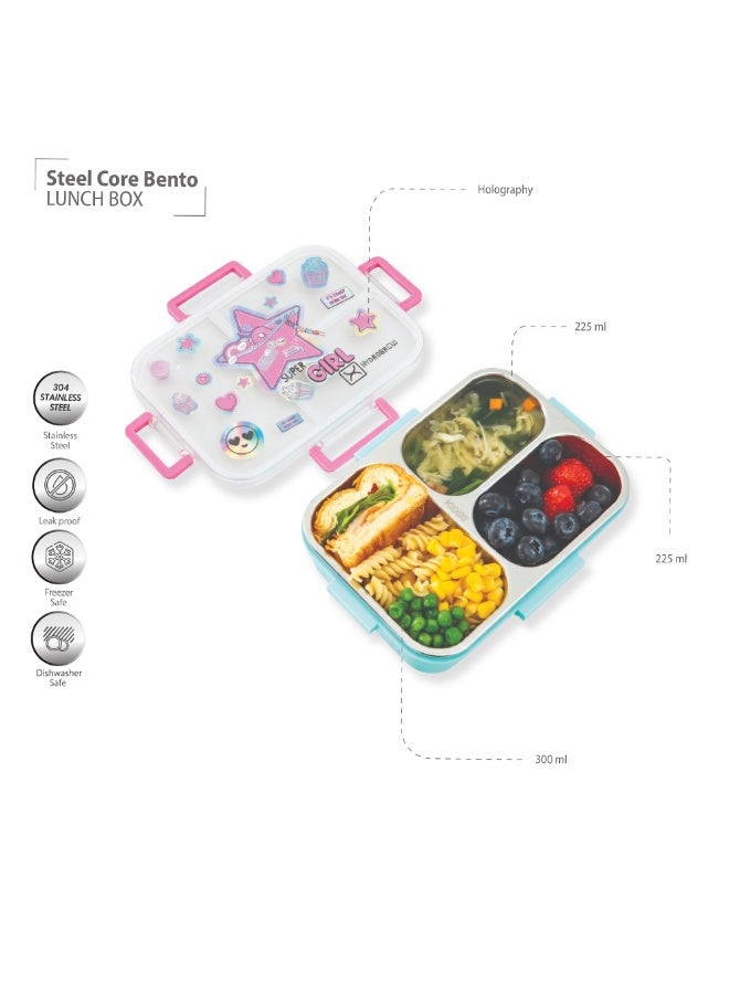 Hydrobrew Personalized Steel Core Bento Lunch Box 3 Compartment 750ml – Teal Spark - Image 4