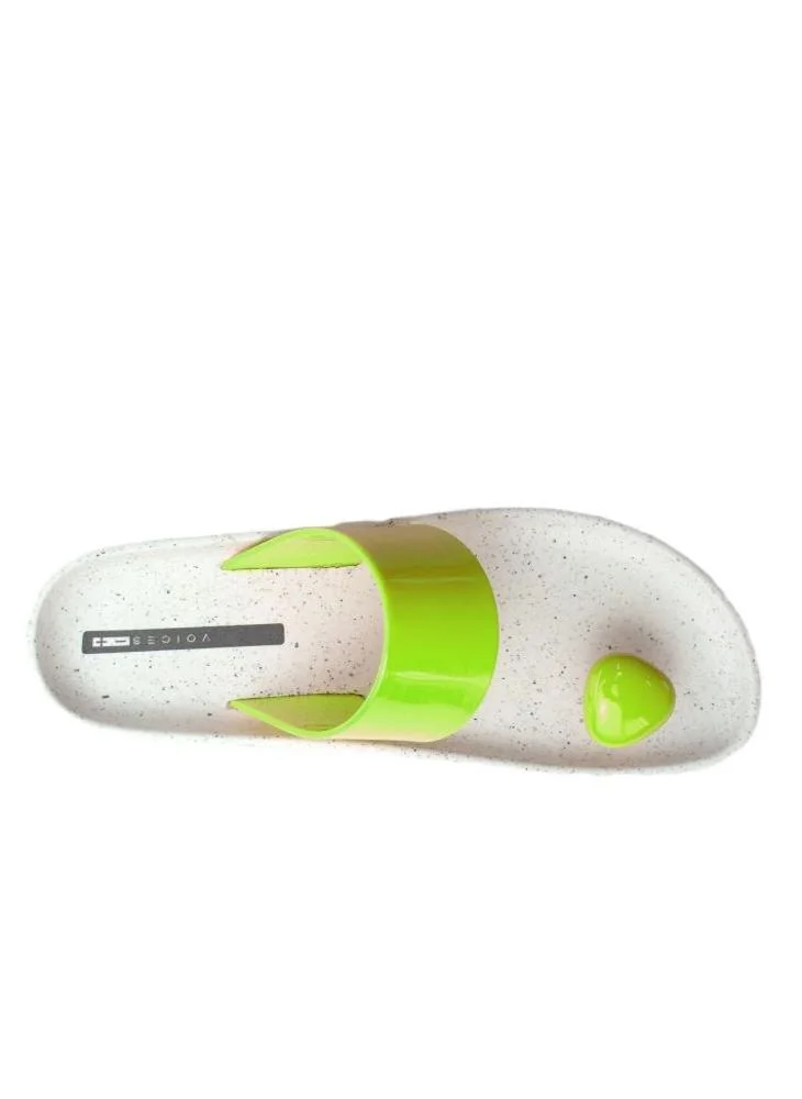 Voices Smooth Stone Women'S Anti Slip Sole  Colored Strap Sandals - White/Yellow