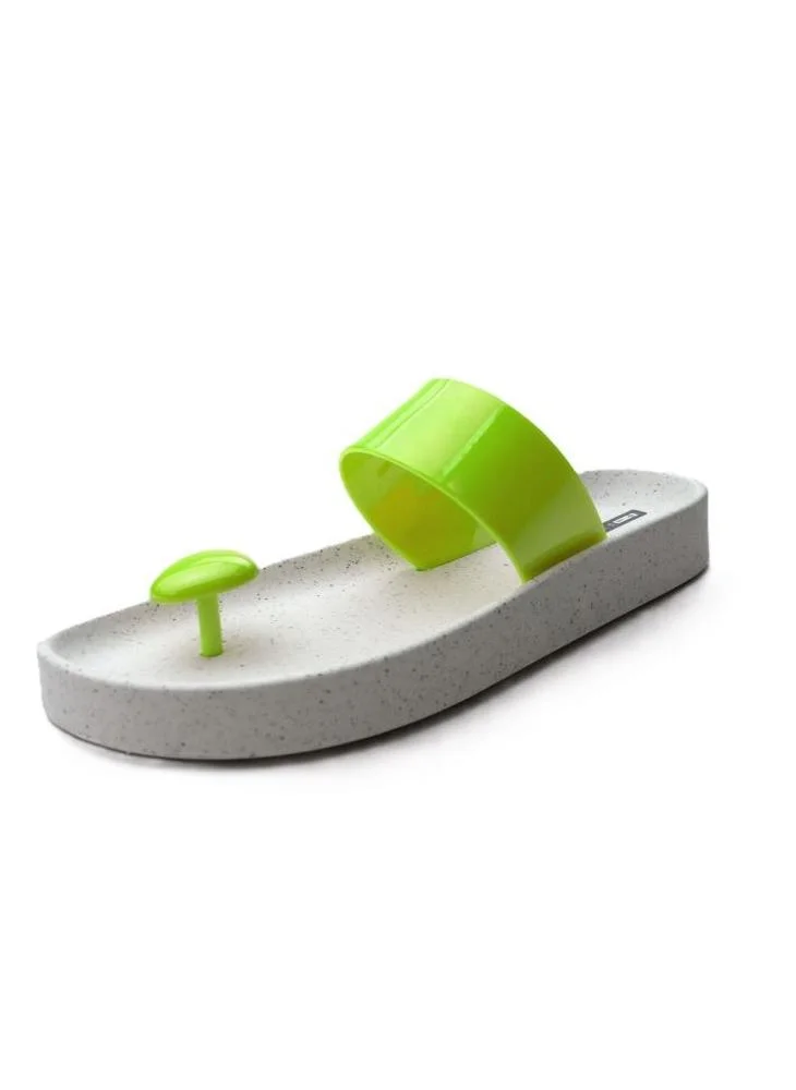 Voices Smooth Stone Women'S Anti Slip Sole  Colored Strap Sandals - White/Yellow