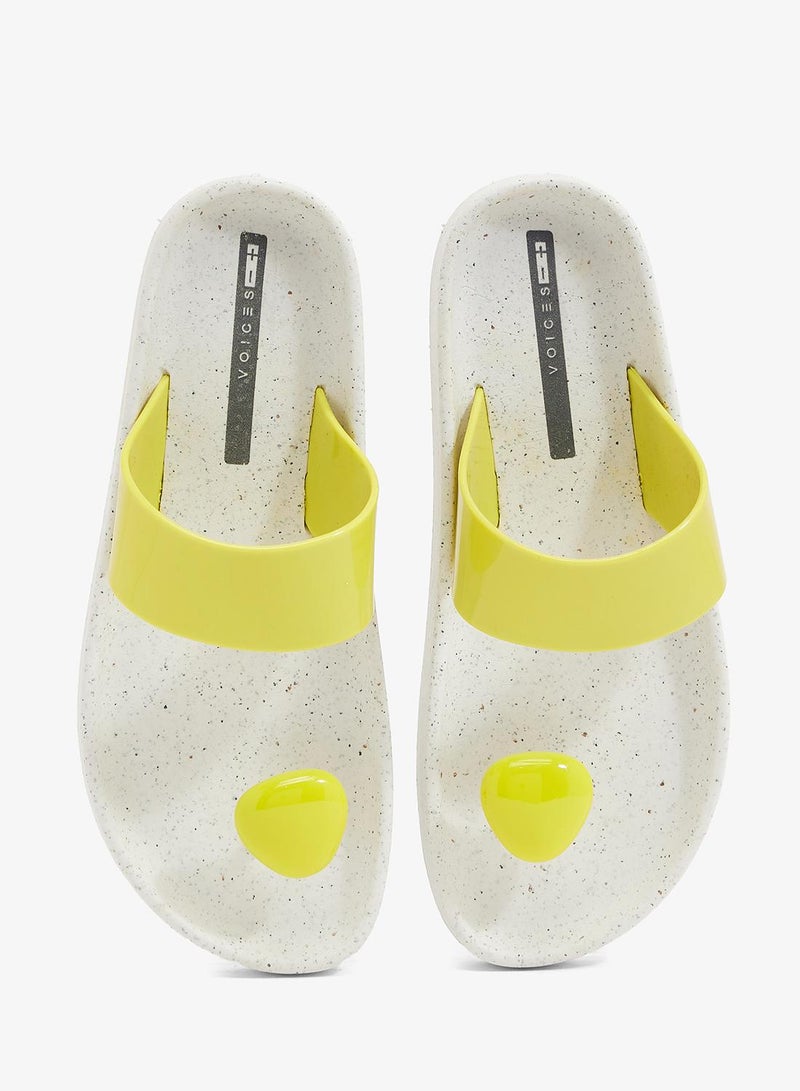 Voices Smooth Stone Women'S Anti Slip Sole  Colored Strap Sandals - White/Yellow - Image 4