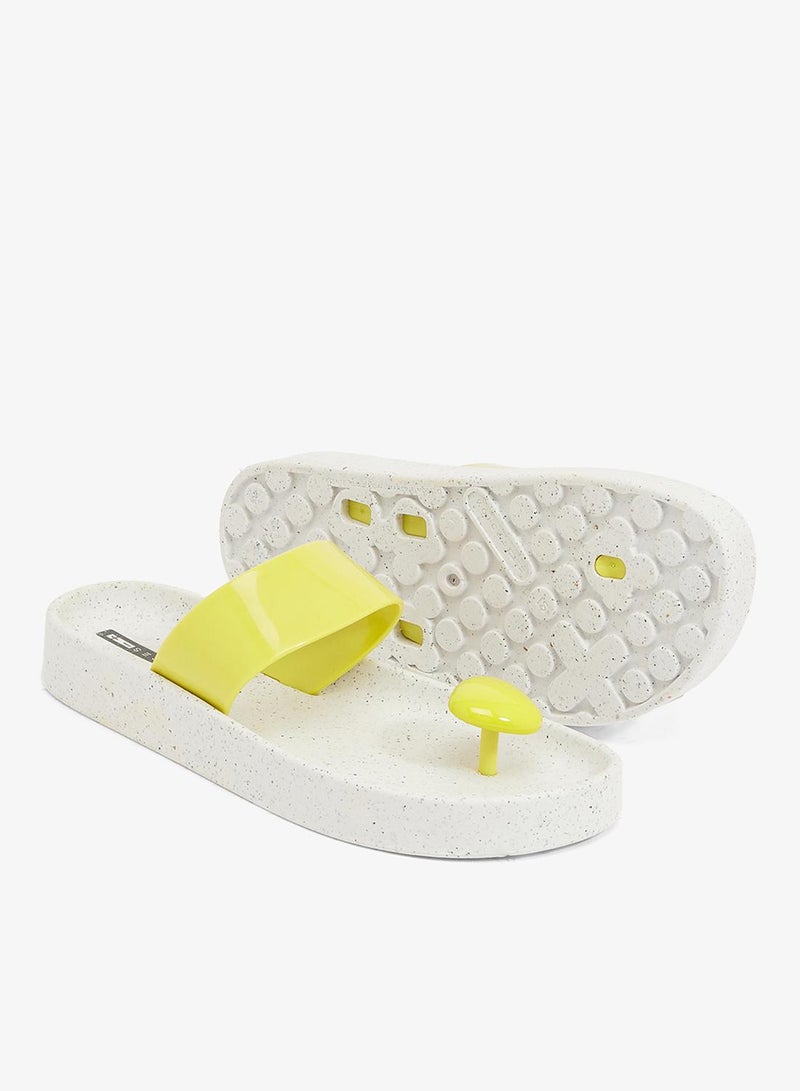 Voices Smooth Stone Women'S Anti Slip Sole  Colored Strap Sandals - White/Yellow - Image 3