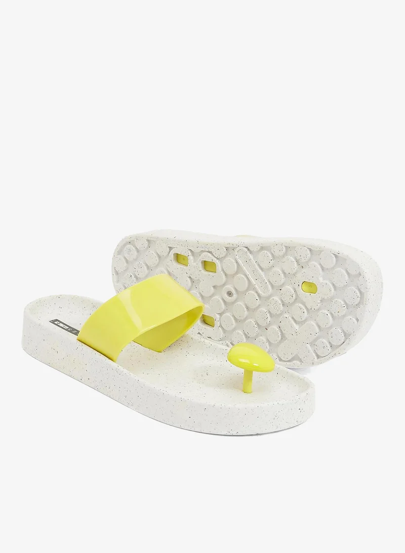 Voices White Pet-Lime-Lime Smooth Stone Women'S Anti Slip Sole  Colored Strap Sandals - White/Yellow for Women | Best Price UAE