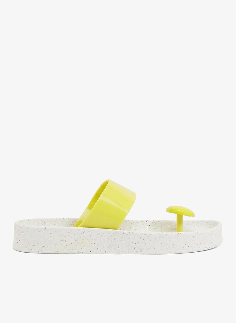 Voices Smooth Stone Women'S Anti Slip Sole  Colored Strap Sandals - White/Yellow - Image 1