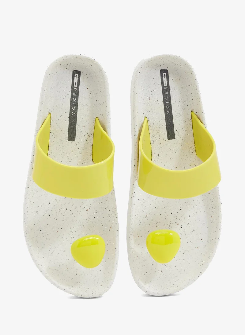 Voices White Pet-Lime-Lime Smooth Stone Women'S Anti Slip Sole  Colored Strap Sandals - White/Yellow for Women | Best Price UAE