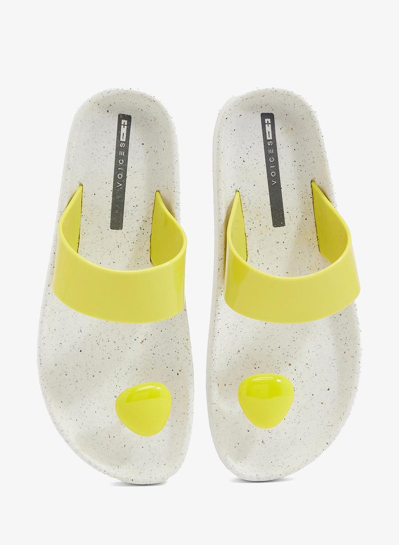 Voices Smooth Stone Women'S Anti Slip Sole  Colored Strap Sandals - White/Yellow - Image 4