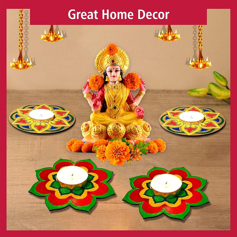 Solobolo Tea Light Candle Holder DIY KIT | Diwali Decorative Item| Paint Your own Tealight Holder for Home Decor Office||Diwali Decoration Puja Articles Decor Gift TeaLight(2pc)| Set of 4 (D-2-3) - Image 4